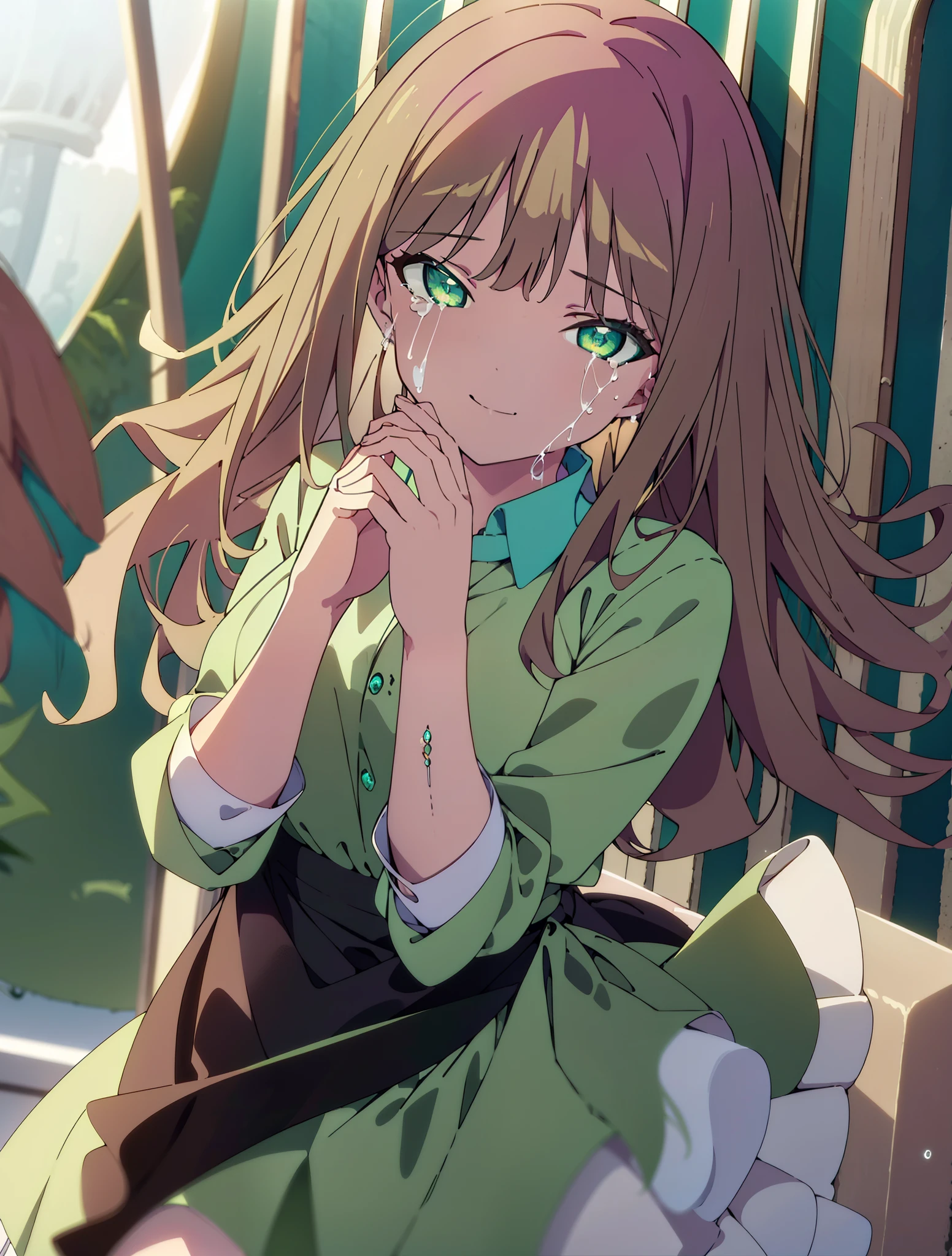 minami yume ,sss Dynazenon ,Long Hair, Brown Hair, (Green Eyes:1.5) ,smile,Wedding dress,Wedding Skirts,holding a large bouquet of flowers in both hands,Tears stream down her face,Tears of joy,I cry a lot,Stand Glass,
break outdoors, Association,Chapel,
break looking at viewer, whole body,(Cowboy Shot:1. 5) ,
break (masterpiece:1.2), Highest quality, High resolution, unity 8k wallpaper, (shape:0.8), (Beautiful and beautiful eyes:1.6), Highly detailed face, Perfect lighting, Highly detailed CG, (Perfect hands, Perfect Anatomy),