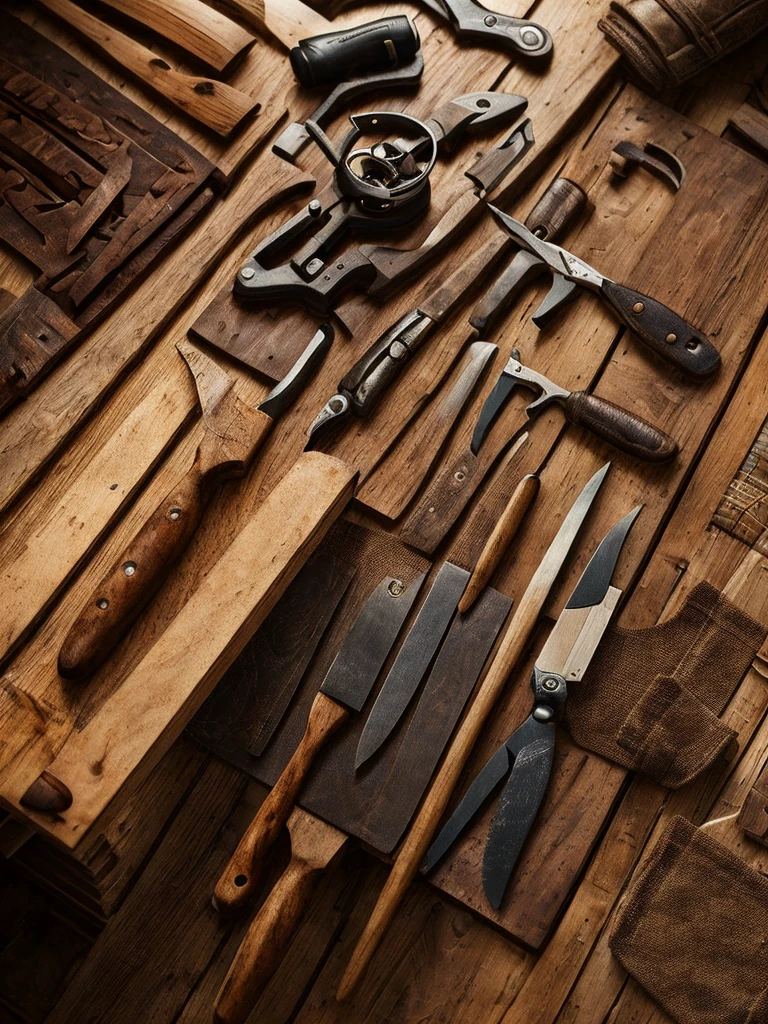 /imagine prompt: (Best quality, 8k, Masterpiece :1.3), Whole body, Sharp focus :1.2, A skilled craftsman meticulously working on a wooden cabinet in a modern workshop, Surrounded by various woodworking tools and materials, ((Detailed hands, Focused expression :1.2)), (Warm wood tones, Natural light :1.1), Highly detailed wood grain, Fine shavings on the floor, Clean and organized workspace, ((Vintage and modern tools)), Wearing a leather apron and safety glasses, (Future tech enhancements subtly integrated), Real-world setting --ar 16:9 --style raw --v 6.0
