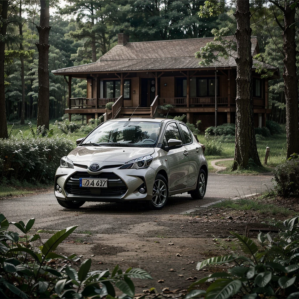 toyota yaris, forest, aesthetic