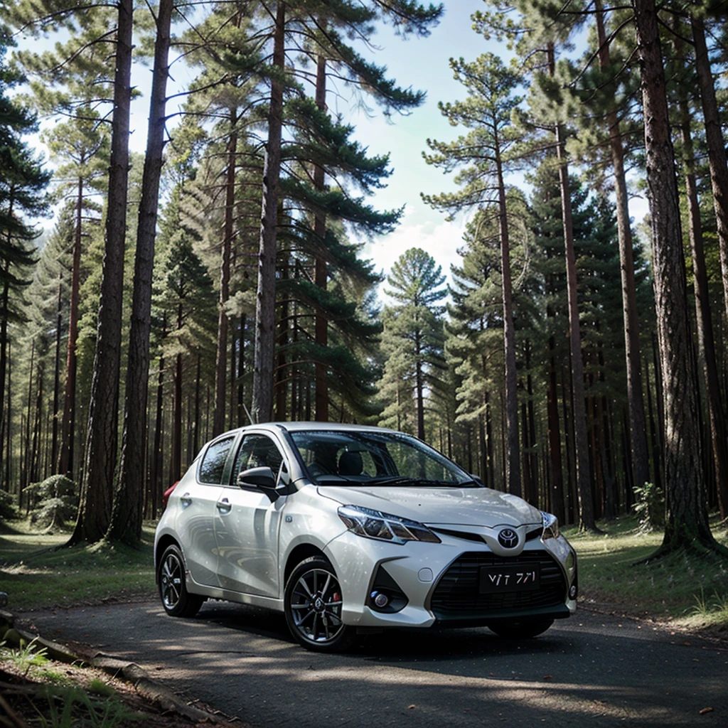 toyota yaris, forest, aesthetic