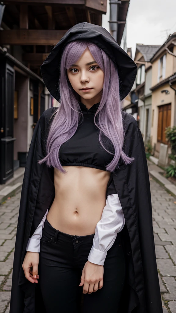 A girl with Blue hair, (Pale skin), thin body, wide hips, ((a lot of pubic hair on her pussy)), a collar around her neck, ((Heterochromia)), a cloak-style cape, ((small breasts)), Witch's hat, Tight long socks, (High quality, high resolution, 4k texture)