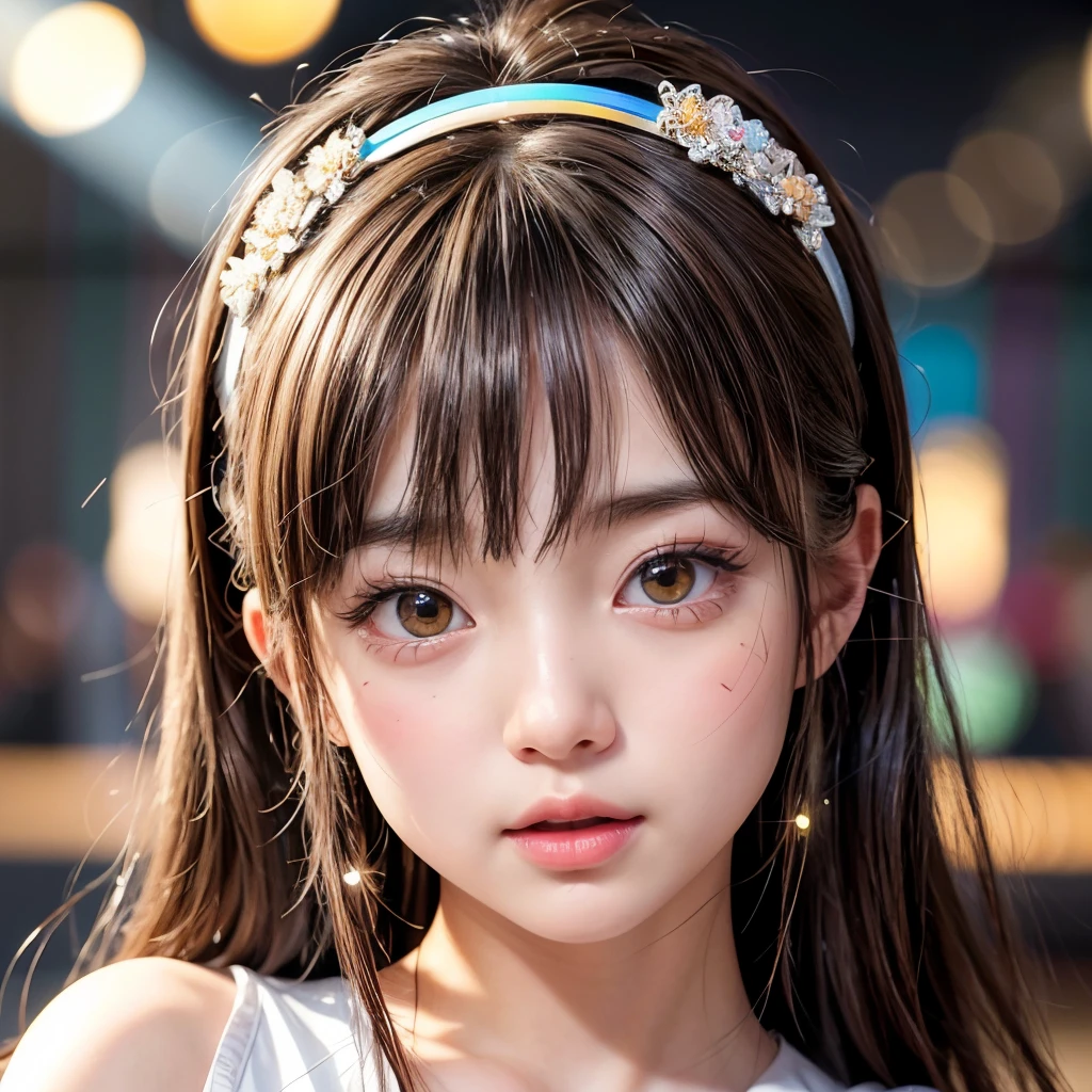 NSFW, 8k, High-level, absurd, masterpiece, best quality, primitive, very detailed CG, very detailed wallpaper, perfect lighting, Extremely detailed (((The personifying " Hanshin Tigers " as a Little Girl))), MysticSight, Tyndall effect, Tyndall scattering, Studio gray background with (many Dazzling RainbowColor particles BokeH:1.28), (RoundlyButts, ThighGap), (Exposed:0.4), (Assfocus with looking ahead), BREAK (NOGIZAKA face variations) Extremely Detailed very KAWAII face variations, perfect anatomy, Childish, captivating gaze, elaborate detailed Eyes with (sparkling highlights:1.28), long eyelashes、Glossy RED Lips with beautiful details, Coquettish tongue, Rosy cheeks, Radiant PearlSkin with clear transparency . { (Dynamic LifeLike expressions:1.4) | :d) }, (large eyes:-1) .