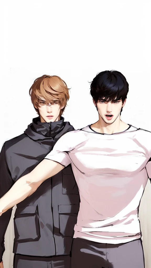 Two guys. In real life. Chestnut and brunette. Tall guys. Masterpiece. High quality.