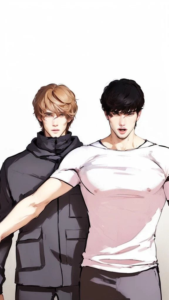 Two guys. In real life. Chestnut and brunette. Tall guys. Masterpiece. High quality.