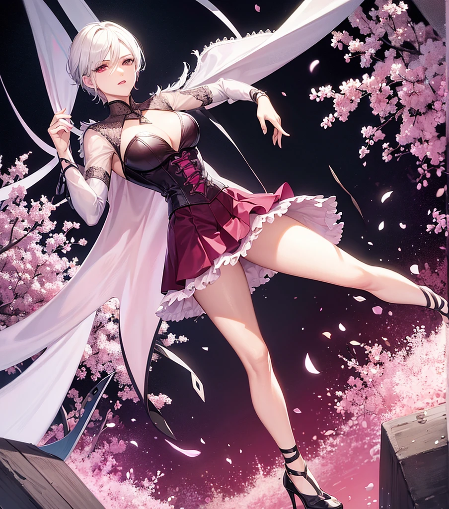 Vergil from Devil may cry Wearing a pink Lacy skirt and high heels Passionate