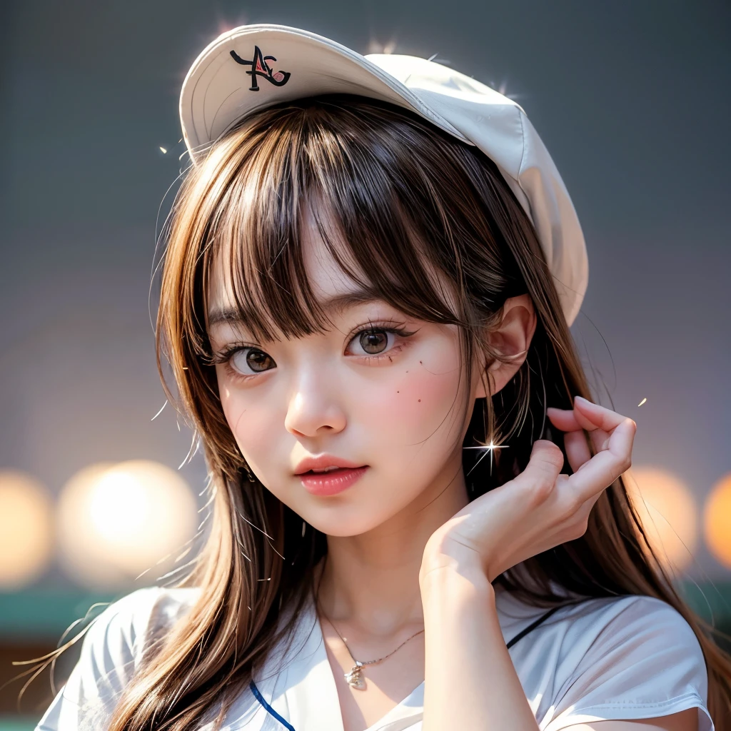 NSFW, 8k, High-level, absurd, masterpiece, best quality, primitive, very detailed CG, very detailed wallpaper, perfect lighting, Extremely detailed (((The personifying " Hanshin Tigers Professional Baseball Team " as a Girl))), MysticSight, Tyndall effect, Tyndall scattering, Studio gray background with (many Dazzling RainbowColor particles BokeH:1.28), (RoundlyButts, ThighGap), (Exposed:0.4), (Assfocus with looking ahead), BREAK (NOGIZAKA face variations) Extremely Detailed very KAWAII face variations, perfect anatomy, Childish, captivating gaze, elaborate detailed Eyes with (sparkling highlights:1.28), long eyelashes、Glossy RED Lips with beautiful details, Coquettish tongue, Rosy cheeks, Radiant PearlSkin with clear transparency . { (Dynamic LifeLike expressions:1.4) | :d) }, (large eyes:-1) .