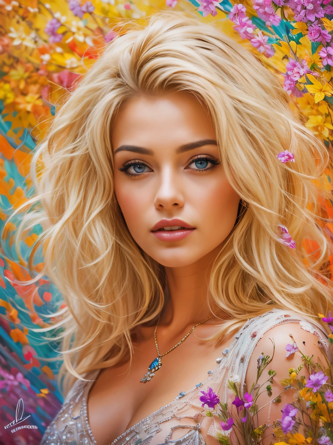 An ultra hot gorgeous European woman. Age 23. Blonde hair. high quality, highly detailed, illustration, impasto, canvas, oil painting, fantasy,