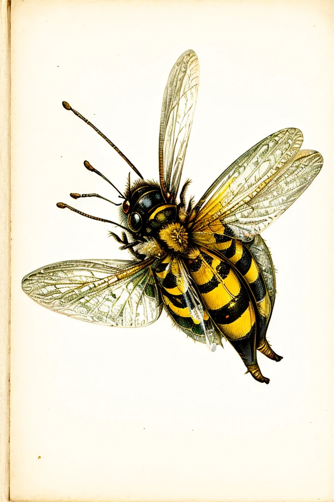 ((nobody)) Vintage Victorian style, Precise old encyclopedia (best quality:1.2), (detailed:1.2), (masterpiece:1.2), vintage botanical illustrations of a bee and honey