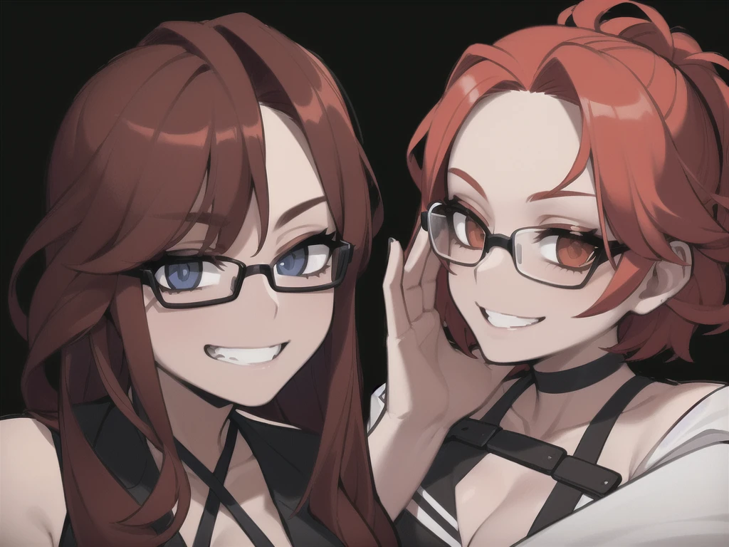 dull bangs、messy hair、Sloppy、cross-eyed、drunk、( fool / Sexual ecstasy)、Glasses、highest quality, Beautiful charming anime girl, slender body, tied hair, one girl,wearing a hood,hoodie、close up of face、ponytail、redhead、blowjob