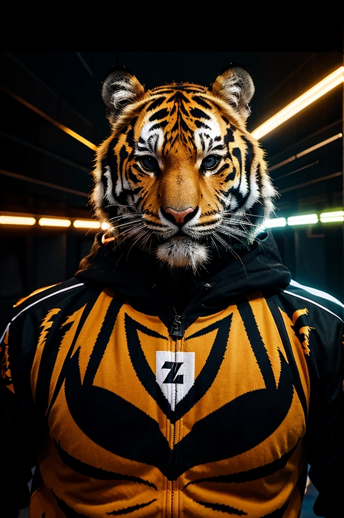Tiger Animal Esport Logo with electric effect. There is writing "CRAZY",