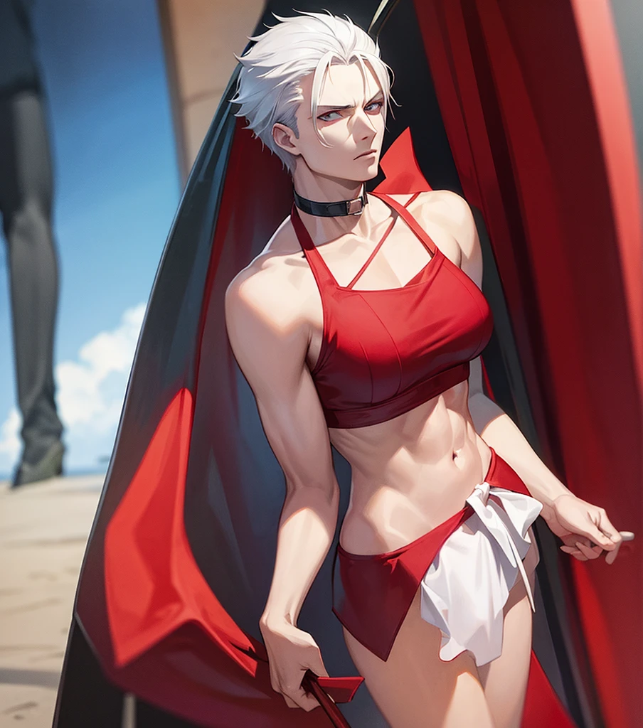 Vergil from Devil may cry Wearing in bikini Turns red