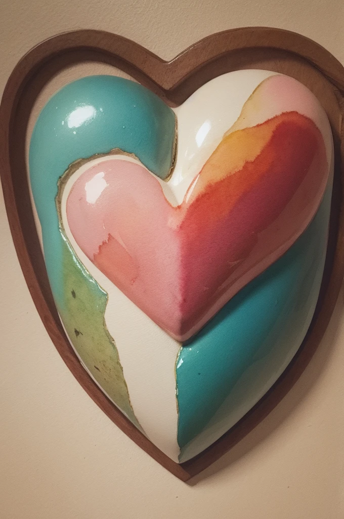 Watercolor style painting, human heart of stone being transformed