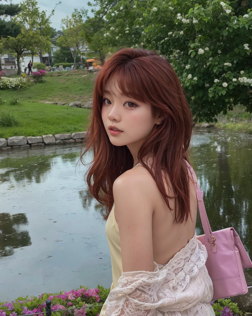 Redhead Asian girl with brown eyes