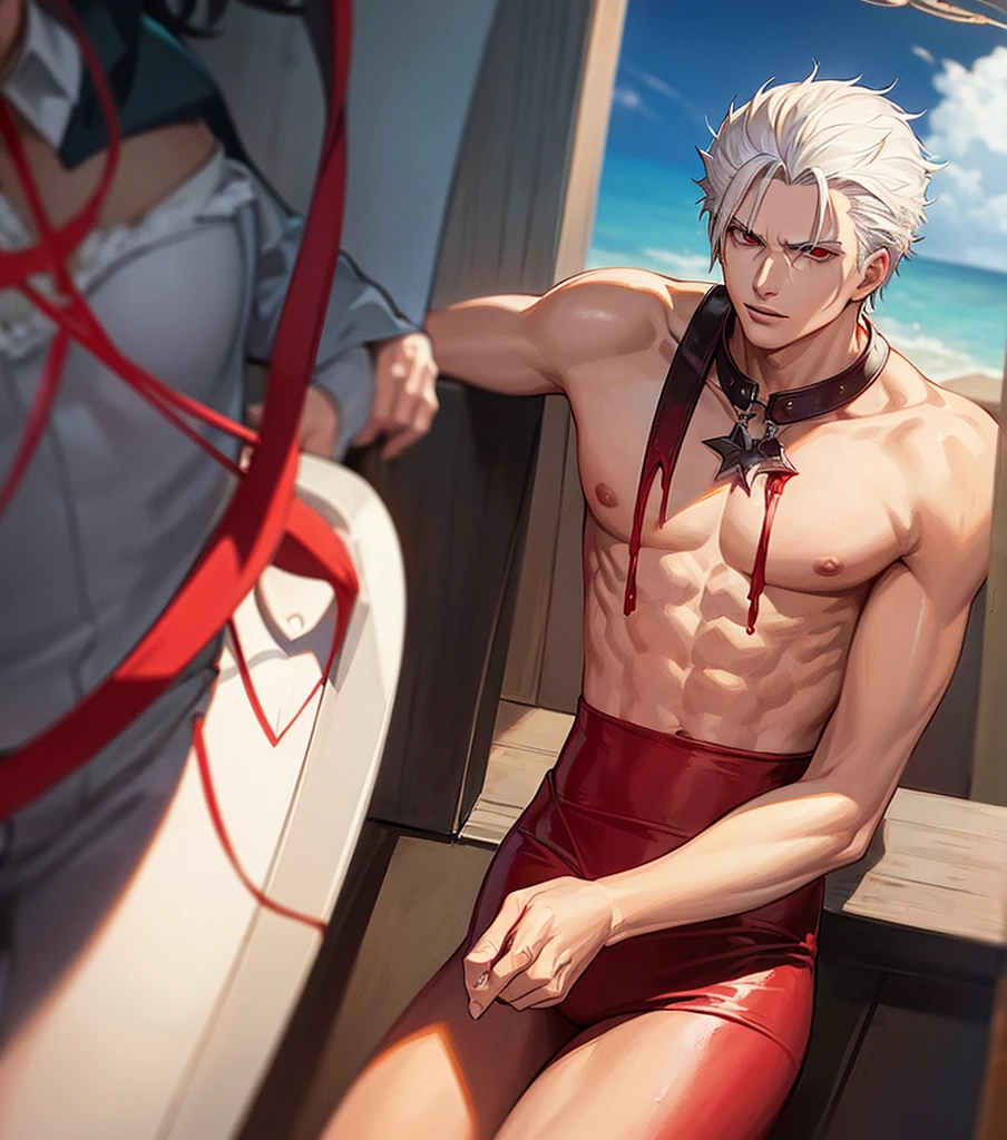 Vergil from Devil may cry Wearing in bikini Turns red horny