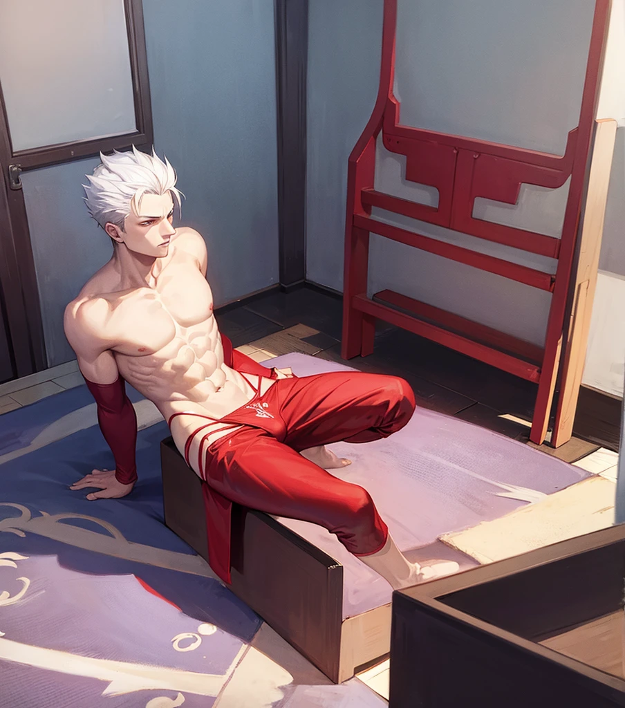 Vergil from Devil may cry Wearing in bikini Turns red   horny Lying in bed