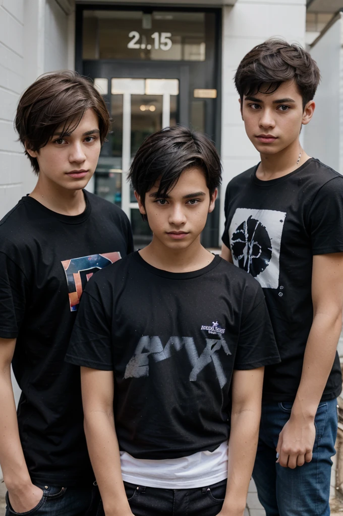 3boy,ager manblack blue t-shirt,short hair