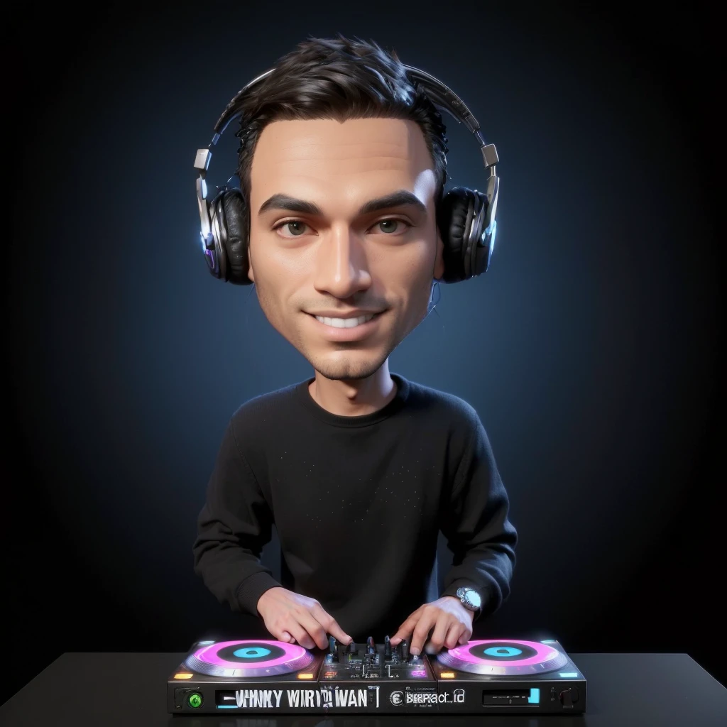 arafed image of a man with headphones on playing a dj, dj, with head phones, dj sura, for hire 3d artist, 3 d render of jerma 9 8 5, profile picture 1024px, dj set, turntablism dj scratching, high quality portrait, 3 d artist, dj at a , inspired by Rudy Siswanto
