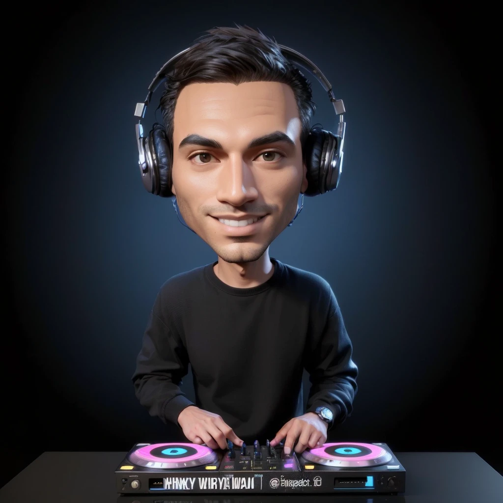 arafed image of a man with headphones on playing a dj, dj, with head phones, dj sura, for hire 3d artist, 3 d render of jerma 9 8 5, profile picture 1024px, dj set, turntablism dj scratching, high quality portrait, 3 d artist, dj at a , inspired by Rudy Siswanto