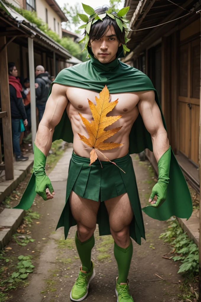 Make a superhero costume called Leaf Man