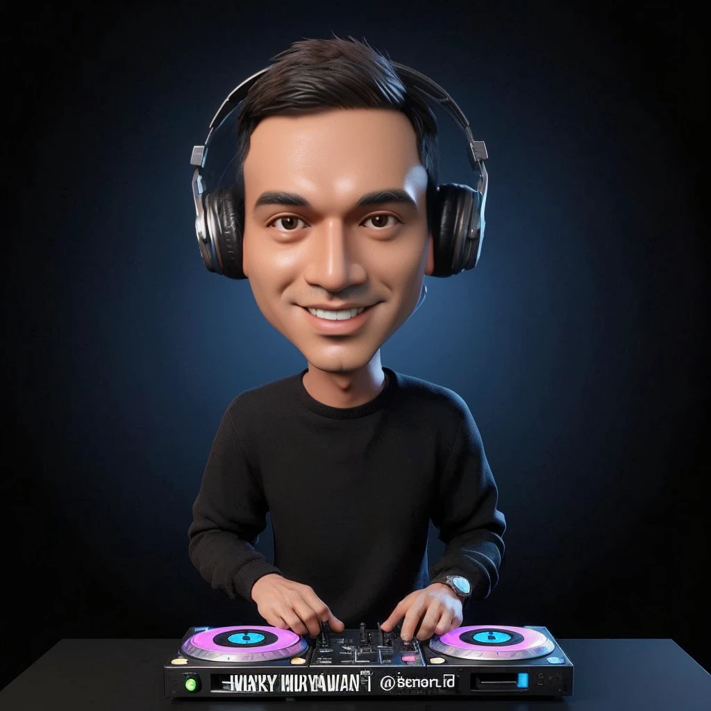 arafed man in headphones playing music on a turntable, dj, for hire 3d artist, profile picture 1024px, inspired by Rudy Siswanto, with head phones, vijay jayant props, 3 d artist, dj set, promotional render, nft portrait, high quality portrait, johnatan wayshak