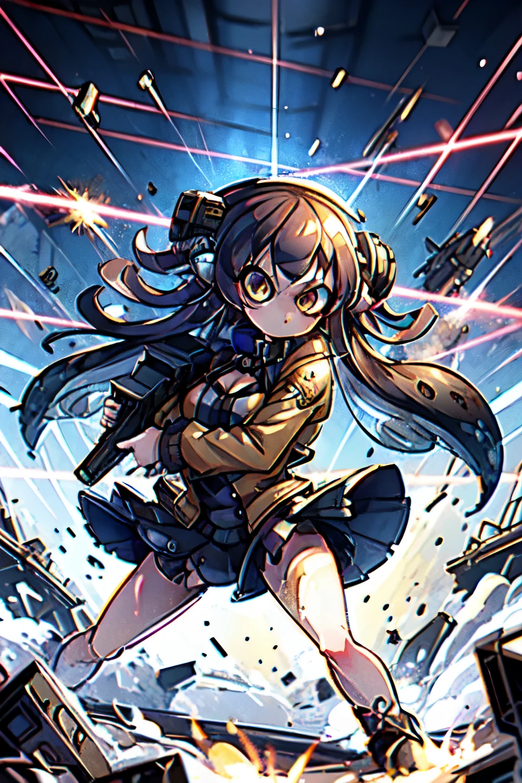 masterpiece,Highest quality,Very detailed,High resolution、Real Anime、3d、One Splatoon girl,alone,
Grit your teeth,Struggling,Severe,V-shaped eyebrows,Combat Stance,Outdoor,
BREAK Check Inoue,Golden Eyes,Black metallic tentacle hair,Long tentacle hair,Cyberpunk clothing,Big Breasts、Cleavage,torn long sleeve,Two-tone jacket,pleated micro mini skirt,Knee-high,hand gun,gun,arms,
Blake fires,laser,debris,destruction,explosion,beam,