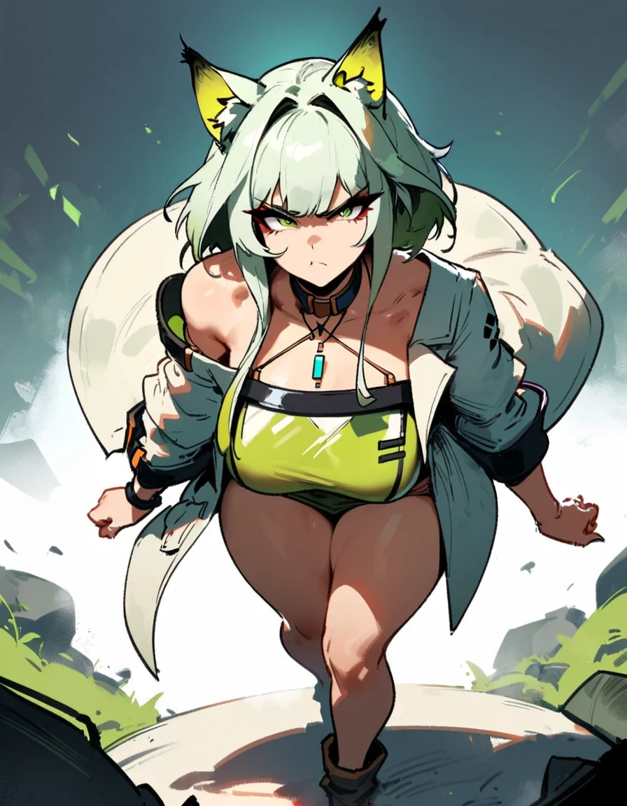 1girl, kal'tsit \(arknights\), arknights \\\\\ masterpiece, best quality, very aesthetic, absurdres, newest \\\\\\ slim body,///// ,by nyantcha,cutesexyrobutts , by khyle,,////// ,,,, , ,,detailed face, , ,, , , , , beautiful face, (white background:1.2), , sexy, , serious.angry, green eyes, animal ears, , ,,,big tits,), in the center of the frame,,, ,wears a lab coat, ,full body , solo