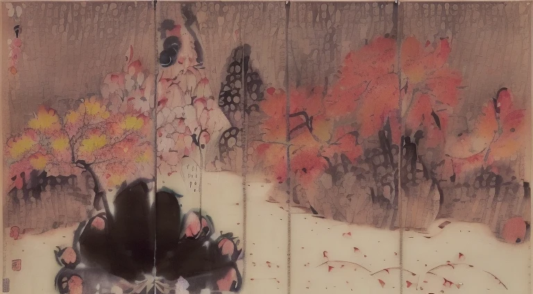 (Utagawa Hiroshige style, masterpiece:1.3), (woodblock print:1.4), (complex big city:1.2), (amazing place:1.4), (many humans:1.3), (with machine:1.2), (Contemporary Building:1.4), (intricate details:1.5), (sakuras:1.6), (android:1.5), (new design:1.3), (split composition:1.4), (splash of colors:1.6), (perspective:1.2), (Utagawa Hiroshige's