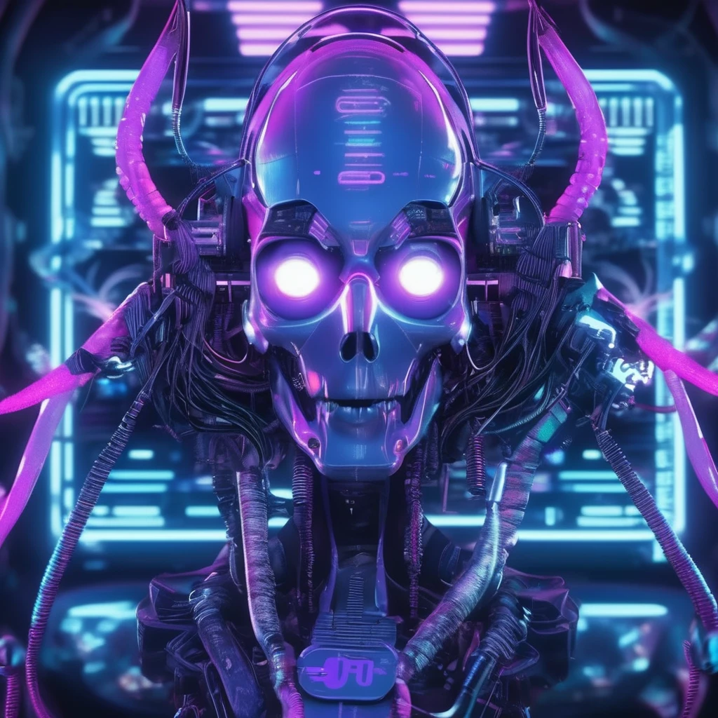 (masterpiece , best_quality:1.5 ),
neonpunk style Portret of an old man with wrinkes like computer cables, lots of furry cables showing instead of hair, in the atmosphere of: the old man and the sea; background with automatons of H.R. Giger with lots of bone china Aliens with indigo glowing eyes, High Fidelity 3D, Photorealism, Anime, hyperrealism . cyberpunk, vaporwave, neon, vibes, vibrant, stunningly beautiful, crisp, detailed, sleek, ultramodern, magenta highlights, dark purple shadows, high contrast, cinematic, ultra detailed, intricate, professional