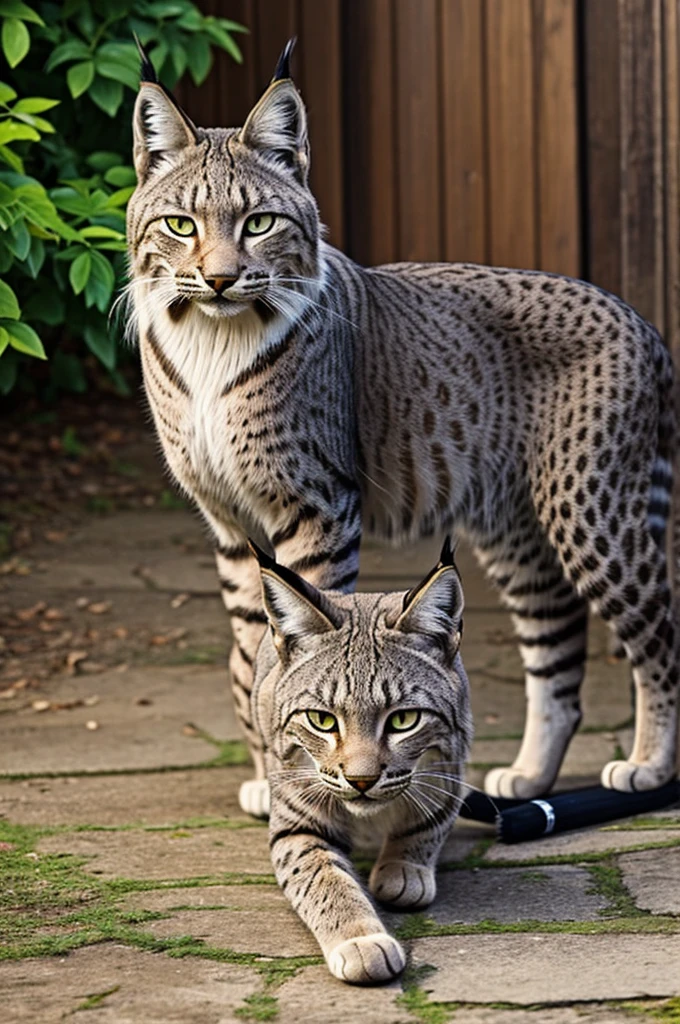 A cat fused with a lynx and a servant