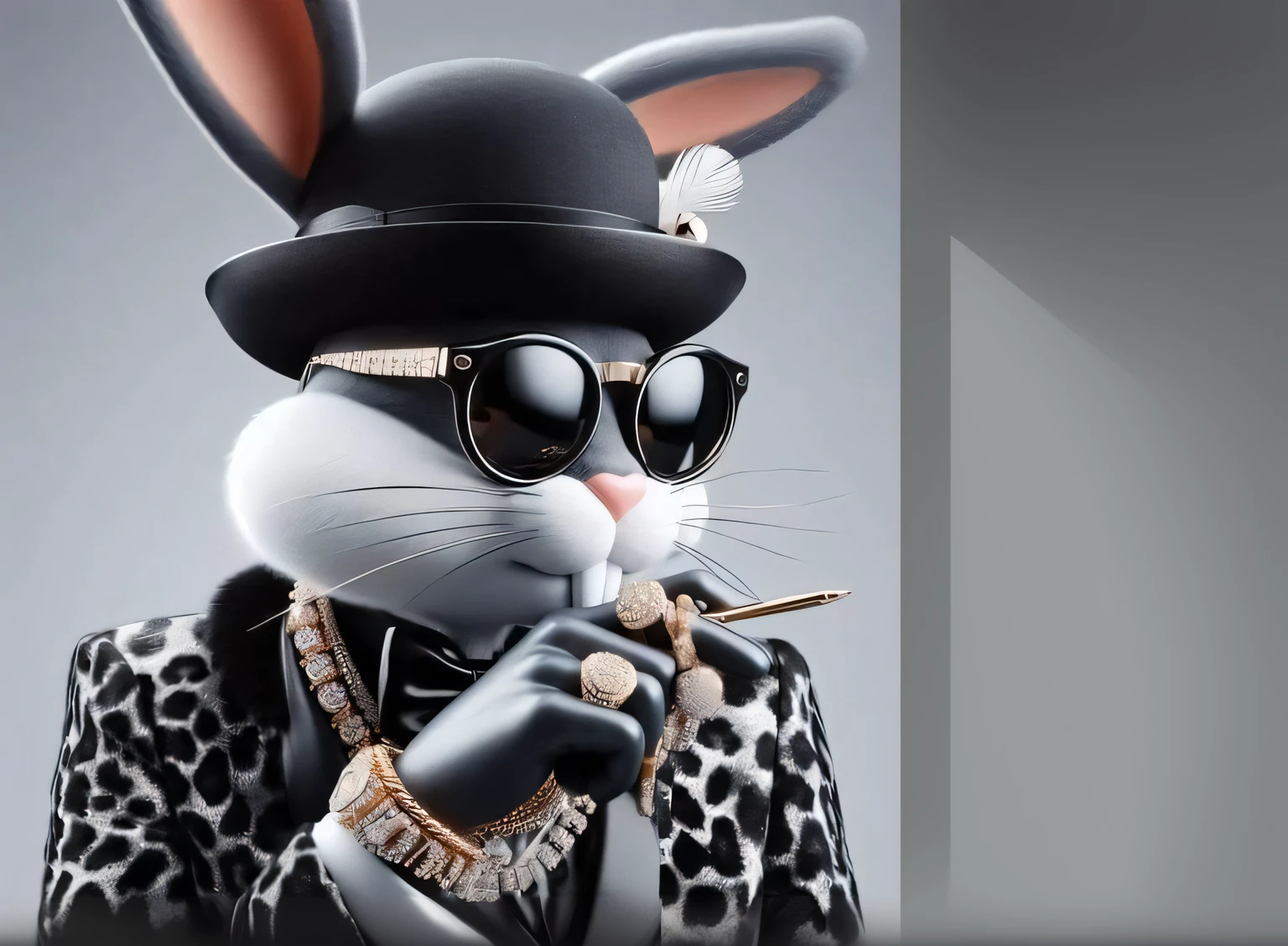 Araffe in suit and sunglasses smoking a cigarette, Portrait of a Bugs Bunny, Bad Rabbit, rabbt_Character, anthropomorphic rabbit, looks damn cool and stylish, bunnypunk, anthropomorphic Gangsterratte, an anthropomorphic Gangsterratte, Subscribe to, cute anthropomorphic bunny, rabbit, Playboy-Stil