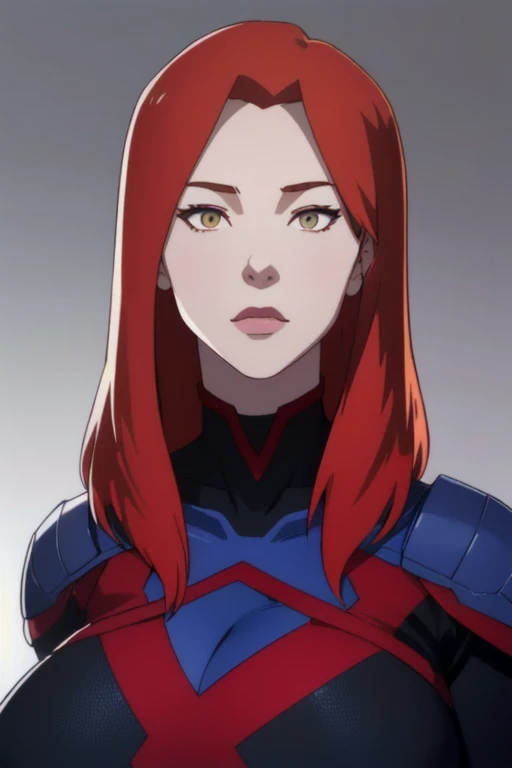 (ultra realistic,32k, masterpiece:1.2),(high detailed skin:1.1),( 8k uhd, dslr, high quality:1.1),
Miss_Martian_2020_YJ, (amber eyes:0.9),shoulder-length red hair,, , (huge breast:1.1),
(looking at viewer, portrait:1.1),,(upper body:1.1),
,(glowwave:1.1), blank background