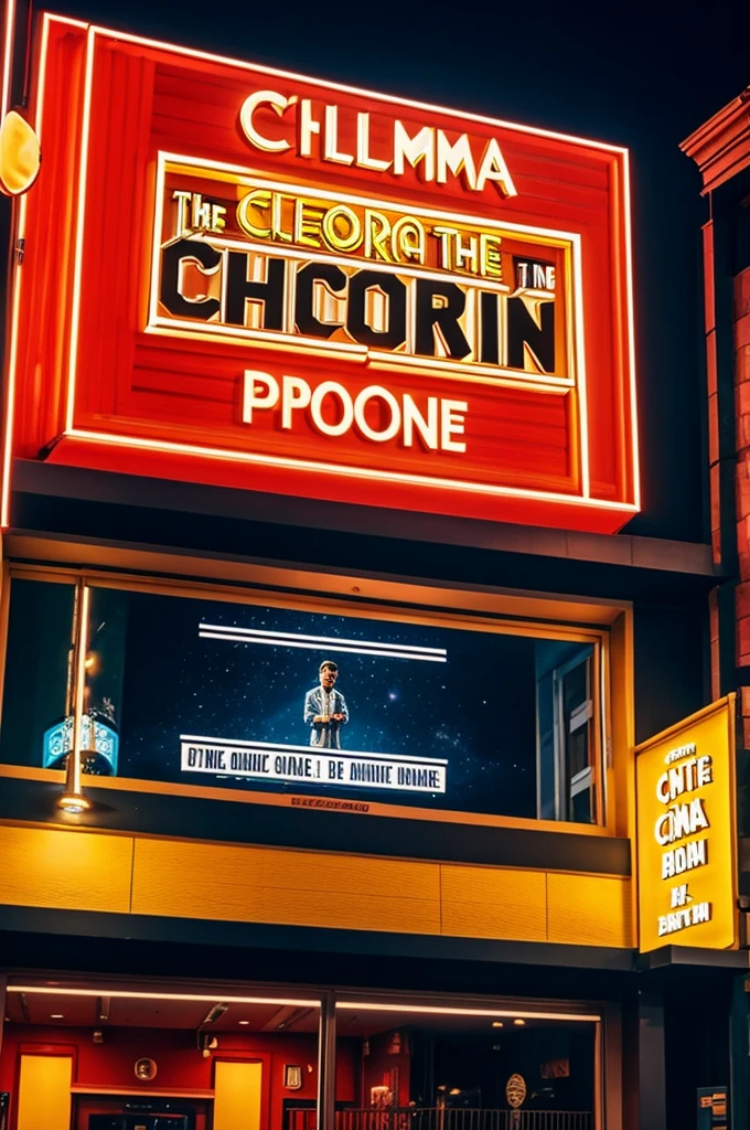 Cinema in the background with some popcorn in front