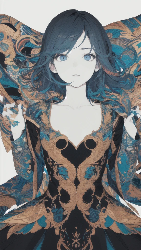leaning back with hands out in the air,girl、high school girl、(masterpiece, highest quality, official art:1.2), (flat color:1.5),(colorful),looking at the viewer,1 girl,alone, white background, ,(2D:1.5) ,NSFW