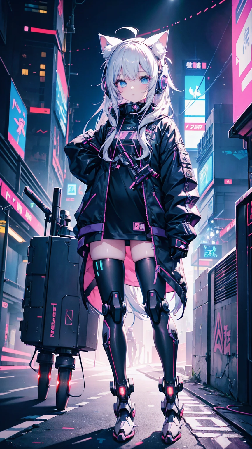 Dressed in futuristic clothing、Anime girl wearing cat ears and headphones, cute robot girl, Digital Cyberpunk Animation Art, Cyberpunk anime girl mech, female Cyberpunk anime girl, Cyberpunk anime girl, Pretty girl robot, Perfect girl, Anime Cyberpunk Art, Portrait anime space cadet girl, Fantasy Cyberpunk Girl, Digital cyberpunk - anime art, Mecha cyber armor girl, Cyberpunk beautiful girl