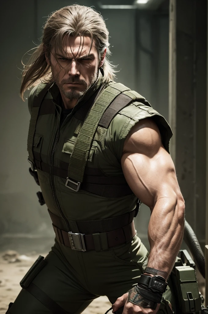 ((best quality)), ((masterpiece)), (detailed), old snake de metal gear no traço da animação de Akira