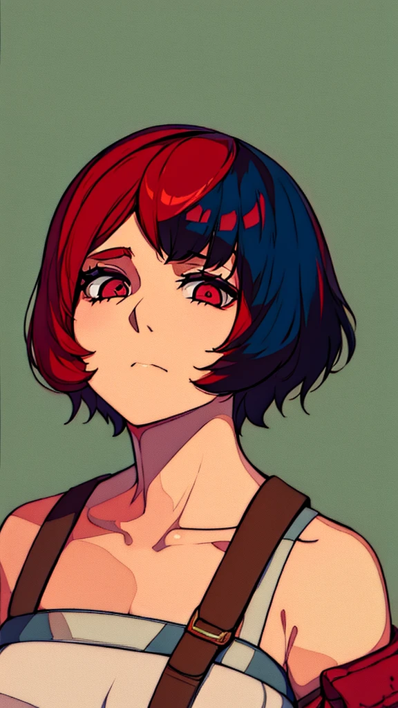 Sad girl with short red hair, full of bruises and bandages