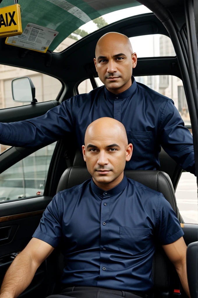 Make a bald taxi driver