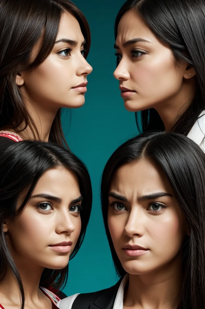 Some friends who look in different directions because they are fighting