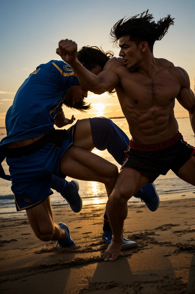 Two friends fighting