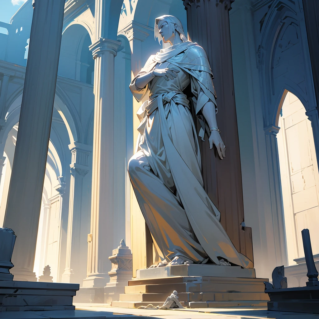 Magestic Statue made of Mithril, ruins, under the surface, male