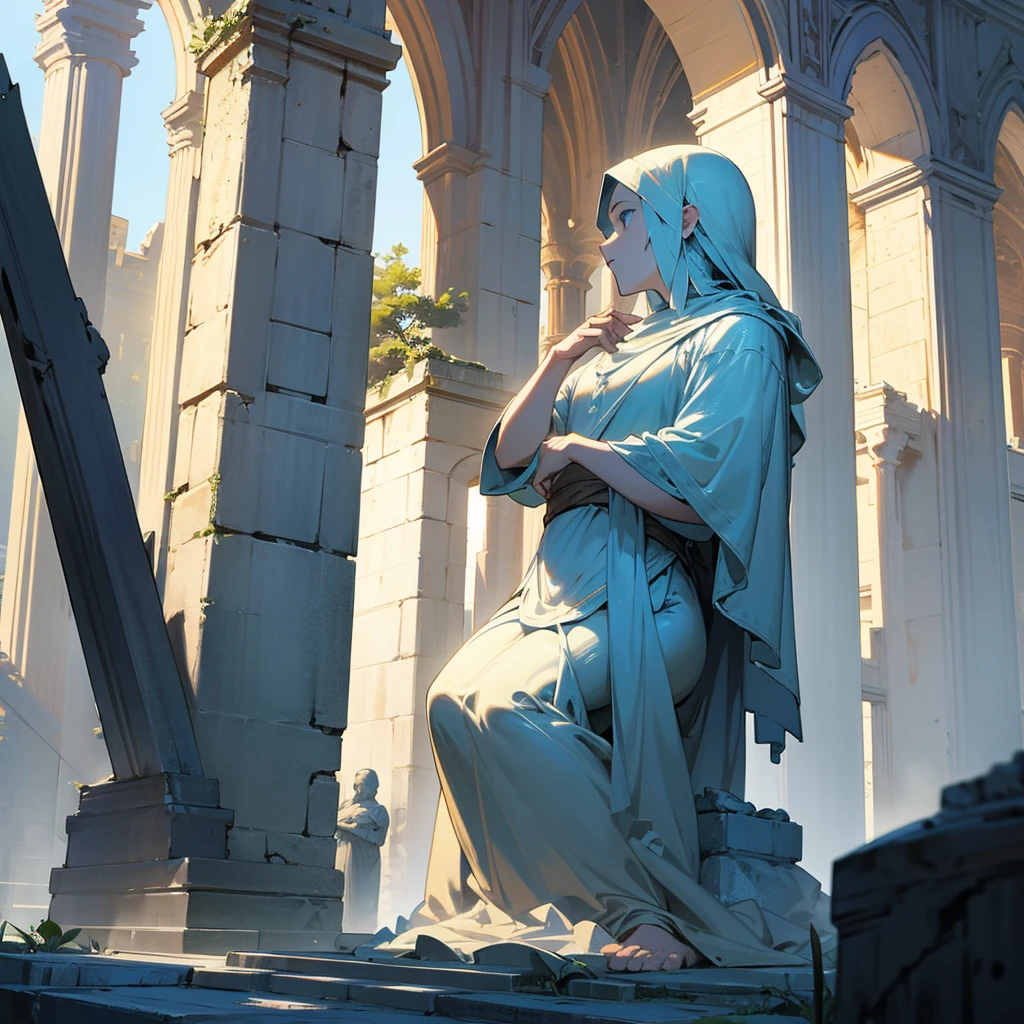 Magestic Statue made of Mithril, ruins, under the surface, male