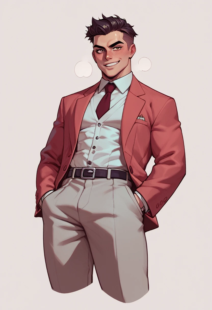 naughty man, in a suit, jaded, with dark circles