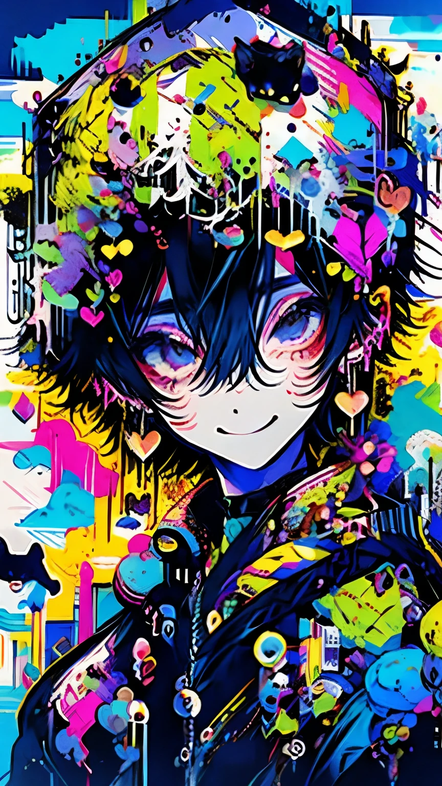 15-year-old boy、smile、Cat ear、colorful