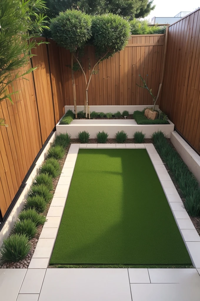 Winter garden with synthetic grass and Mosso bamboo.