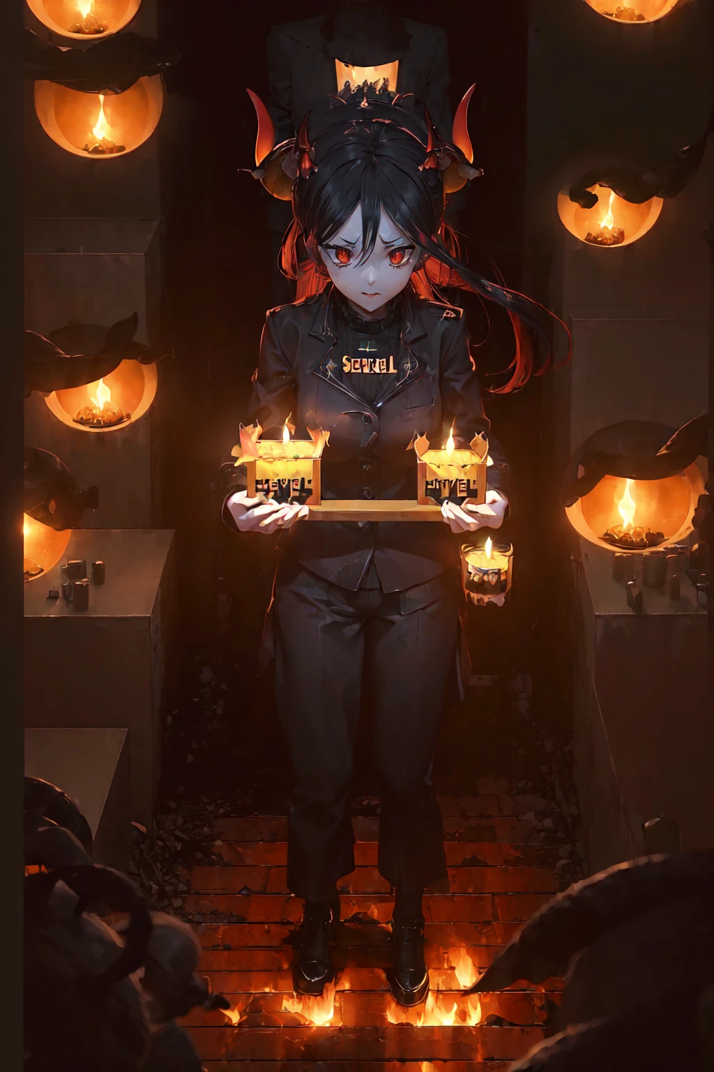 (Seventh Hell:1.8) (EcoVault:1), ((born, Analog Style)), Cinema Lighting, Atmospheric lights, God&#39;s Rays, Super detailed, bloom, Dramatic atmosphere, Centered, rule odebt thirds, debt/1.4, 6mm, High angle shot,
