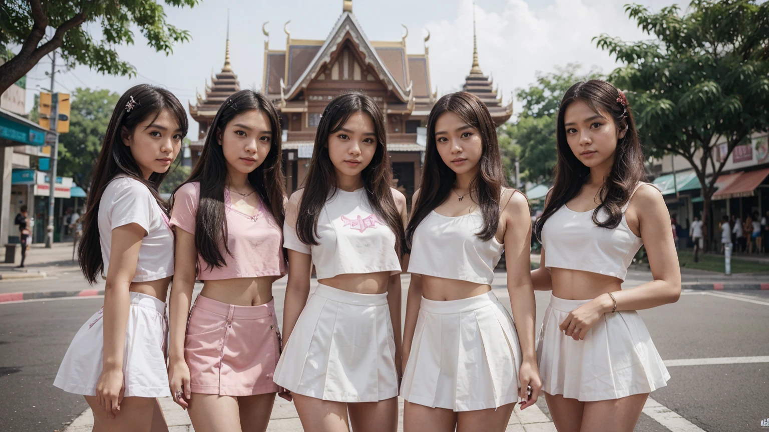 ภาพเต็มตัว,ภาพถ่ายระยะไกล, สาวรัสเชีย,อายุ17ปี, image of a group of girls in outfits posing in front of แม่น้ำ, เปลือยทั้งตัว, หน้าอกขนาดใหญ่, hololive, twice, trending on cgstation, fairycore, nightcore, fanart, seifuku, wallpaper - 1 0 2 4, , in girls generation, ddlc, 8k)), lolish, blank