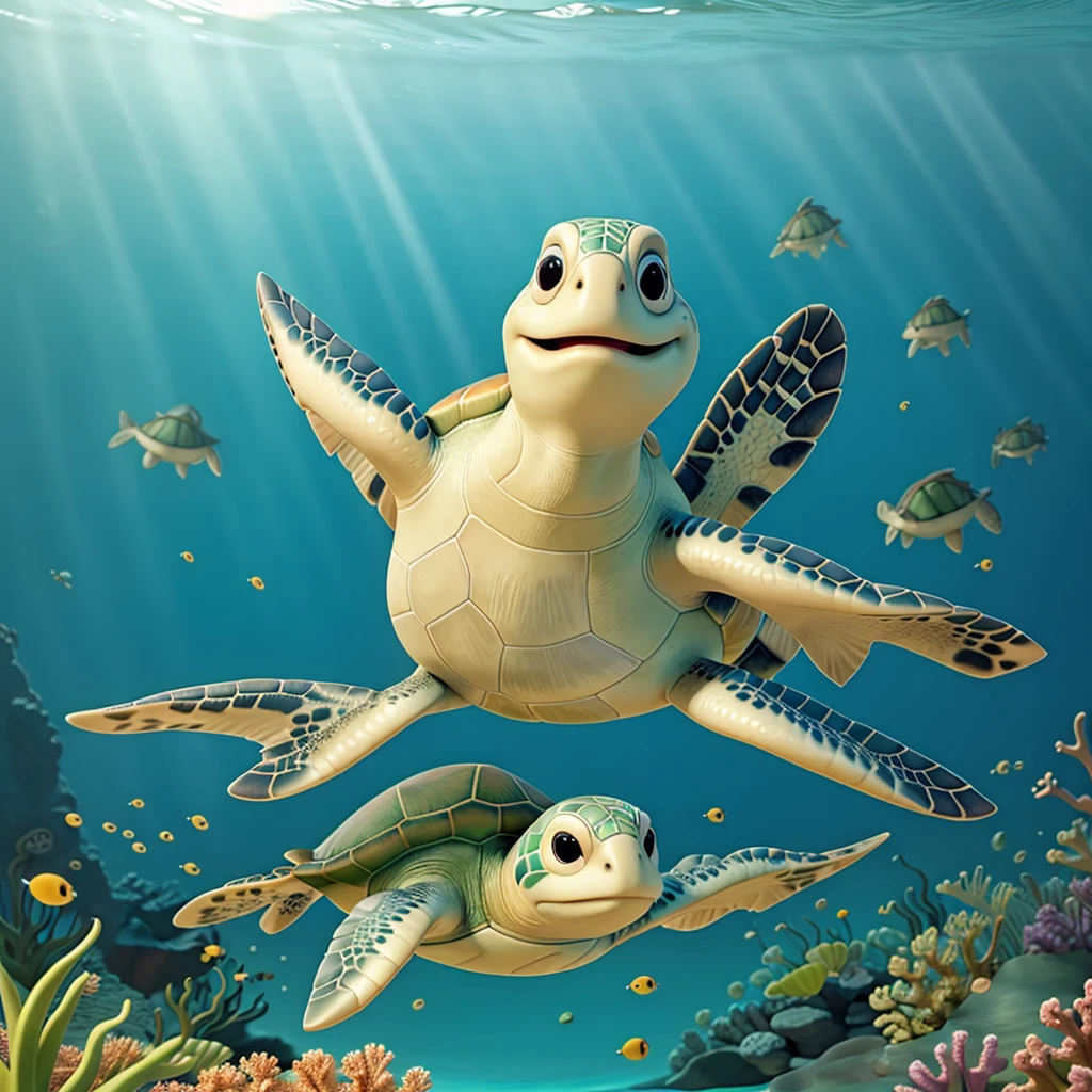 A sea turtle swimming in the ocean