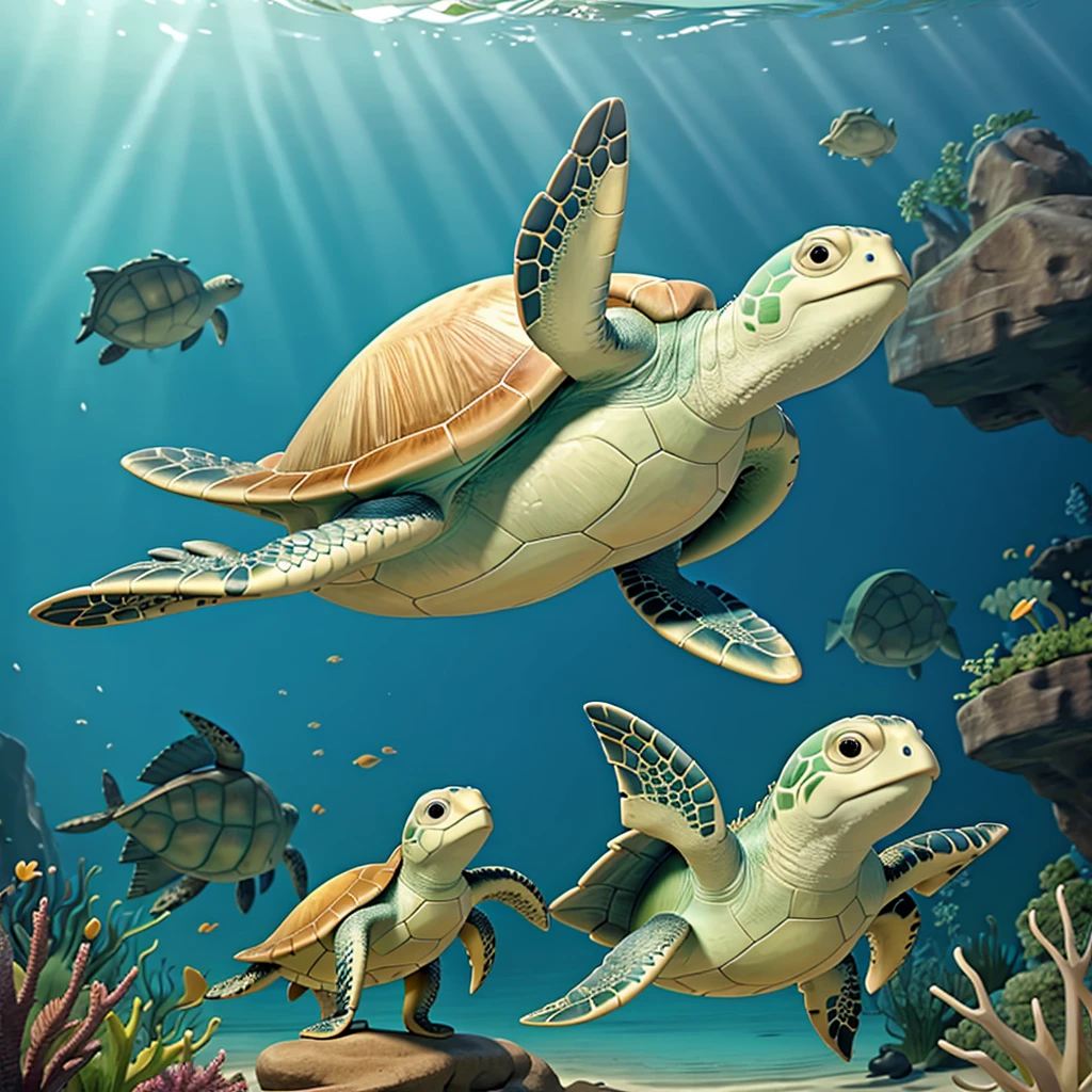 A sea turtle swimming in the sea ocean