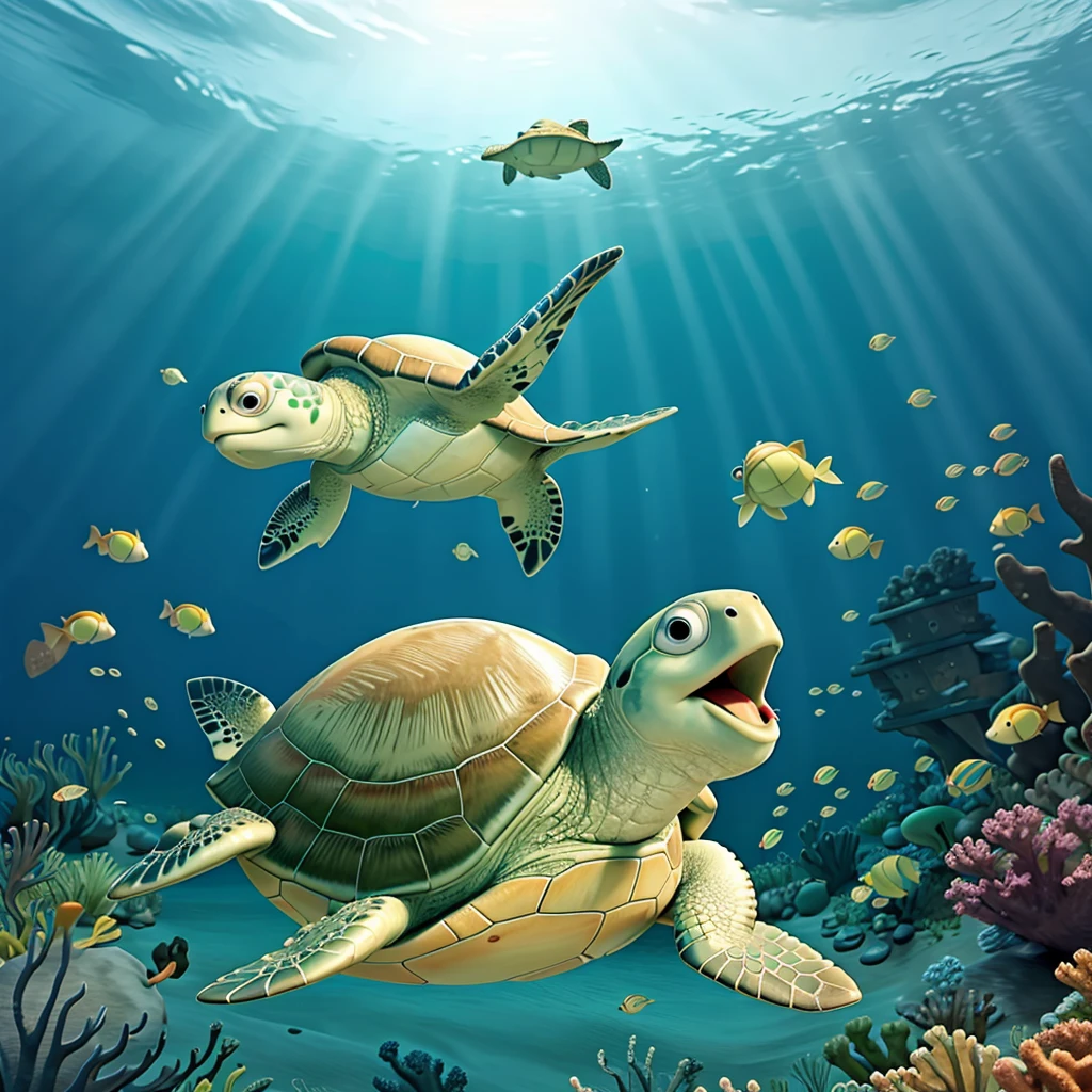 A sea turtle swimming in the sea ocean