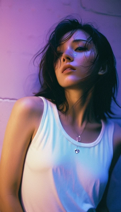 xxmixgirl, 1girl wet tshirt water drops, splash detailed, surreal dramatic lighting shadow (lofi, analog), kodak film by Brandon Woelfel Ryan McGinley